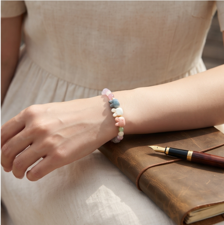 Pastel Bunny and Cat Beaded Bracelet
