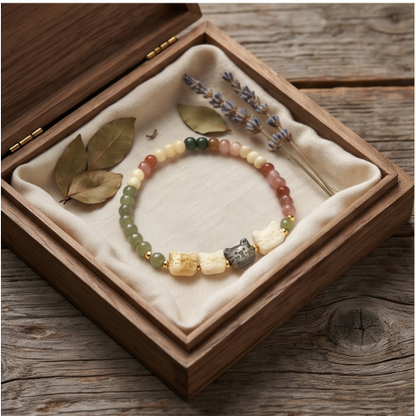 Earthy Cat Beaded Bracelet