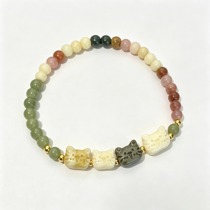 Earthy Cat Beaded Bracelet