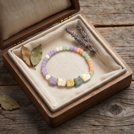 Pastel Kitten Bow Beaded Bracelet