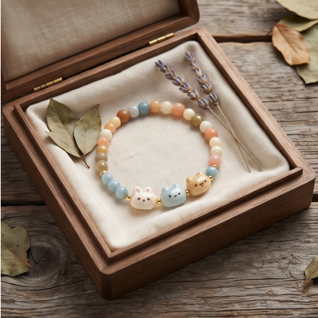 Pastel Animal Friends Beaded Bracelet