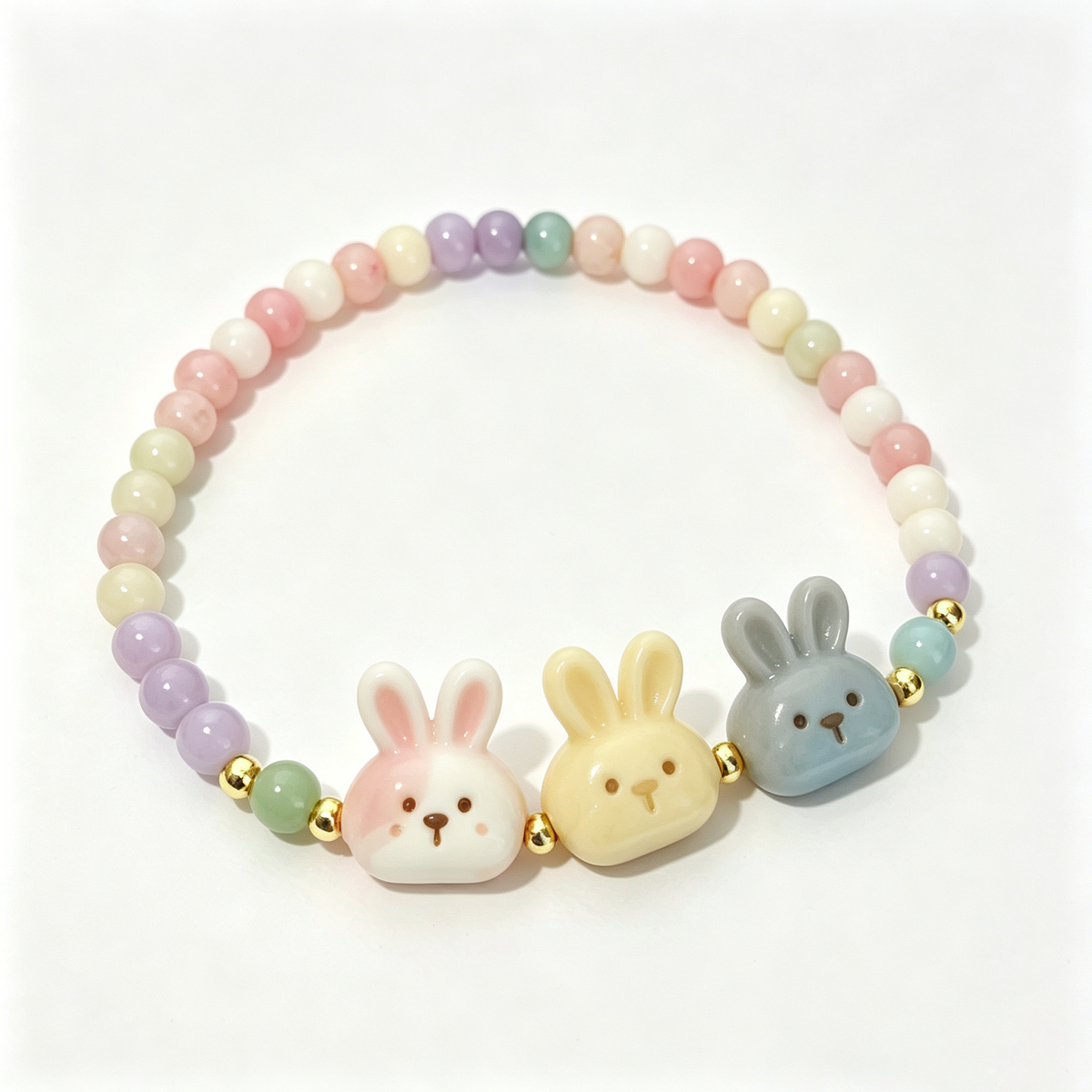 Pastel Bunny Beaded Bracelet