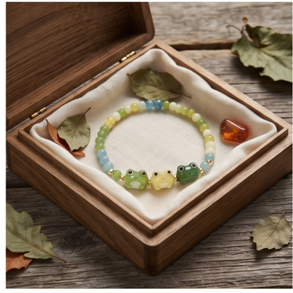 Cheerful Frog Beaded Bracelet