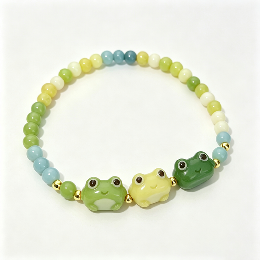 Cheerful Frog Beaded Bracelet