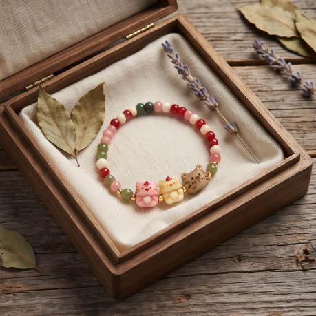 Strawberry Bear Beaded Bracelet