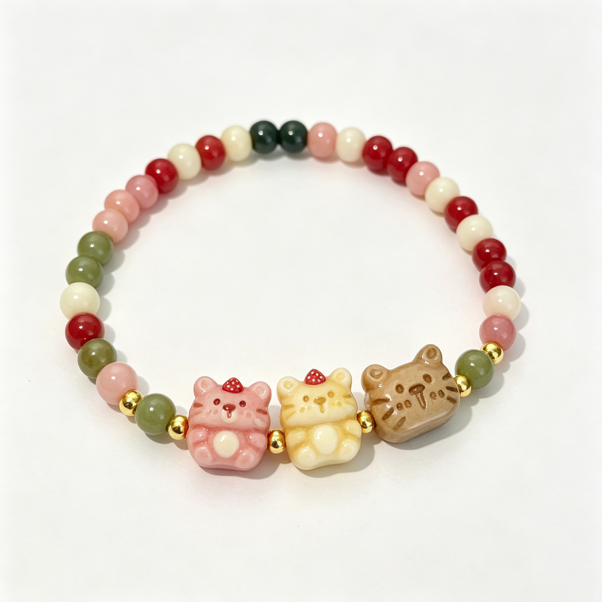 Strawberry Bear Beaded Bracelet